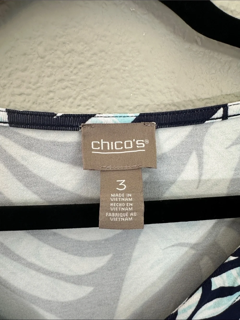 Chico Swimcover  Dress size  3 with adjustable bottom Navy & Light Blue Leaf
